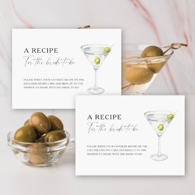 Martini bridal shower Recipe for the bride to be Enclosure Card (Creator Uploaded)