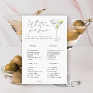 Martini Bridal shower What's in your purse game