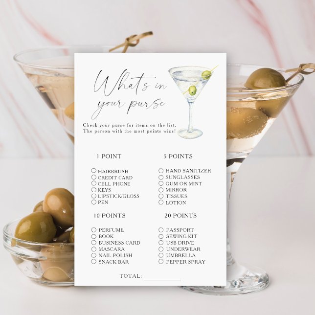 Martini Bridal shower What's in your purse game (Creator Uploaded)