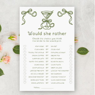 Martini bridal shower Would she rather game