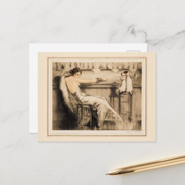 Martini by Louis Icart Postcard (Front/Back In Situ)
