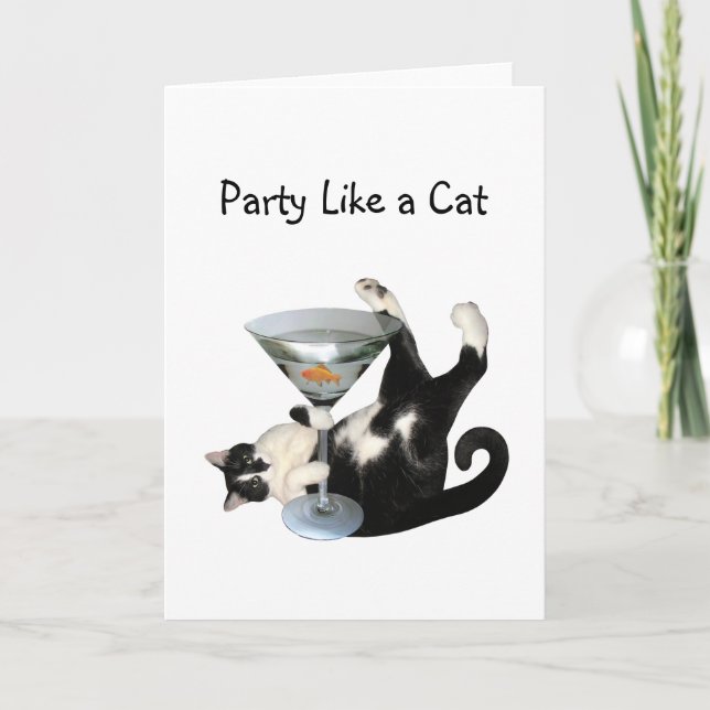 Martini Cat Party Card (Front)