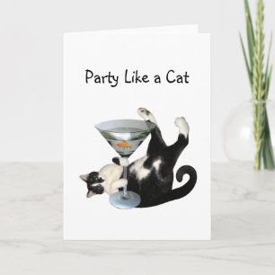 Martini Cat Party Card