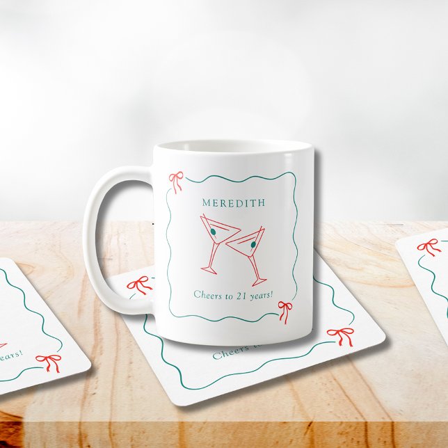 Martini Cheers to 21 Years Birthday Coffee Mug (Martini Cheers to 21 Years Birthday Gift Idea Coffee Mug)