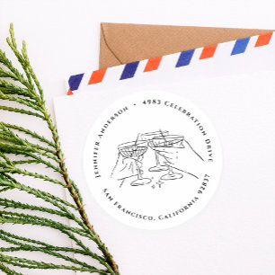 Martini Cheers White Cocktail Return Address Classic Round Sticker