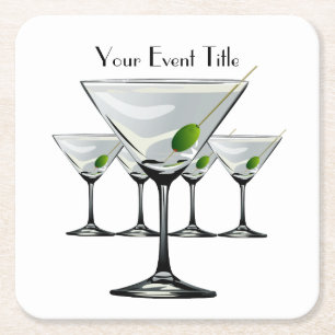Martini Cockatl Party Event White Coaster