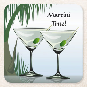 Martini Cockatl Party Tropical Coaster