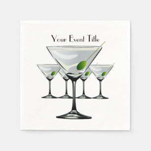Martini Cockatls Party Event White Napkin