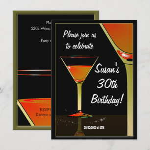 Martini Cocktail Birthday Party Invitation