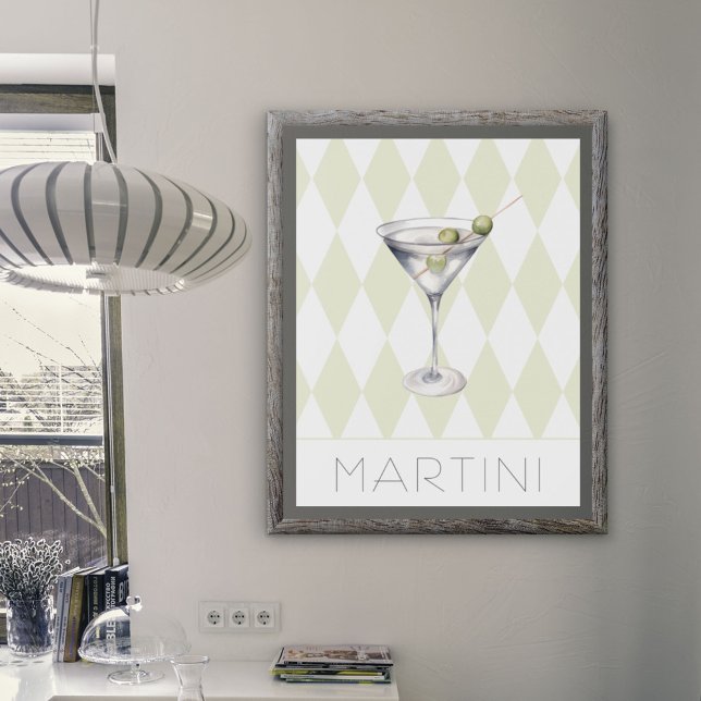 Martini Cocktail Drink on Harlequin Background Poster (A cool martini poster for your home or business.
)
