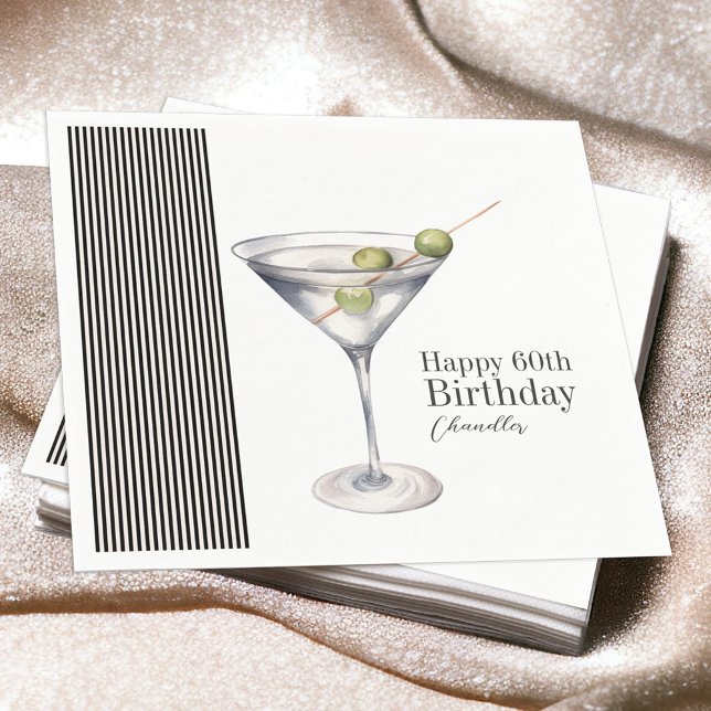 Martini Cocktail Elegant 60th Birthday Party Napkin (Creator Uploaded)