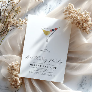 Martini Cocktail Elegant Minimalist Birthday Invitation