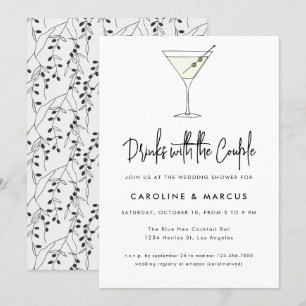 Martini Cocktail Illustration Couples Shower Invitation