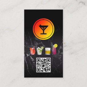 Martini Cocktail Logo   QR Code Business Card