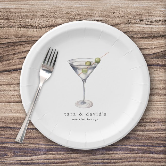 Martini Cocktail Lounge with Your Name Paper Plate (Creator Uploaded)