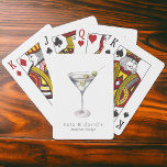 Martini Cocktail Lounge with Your Name Playing Cards<br><div class="desc">A great bar item to have on hand for parties, poker night, vacation, or relaxing at home, this eye-catching design has a simple martini glass filled with a fresh martini and toothpick with olives. It has an understated elegance that exudes style and appreciation for a good martini. The text template...</div>