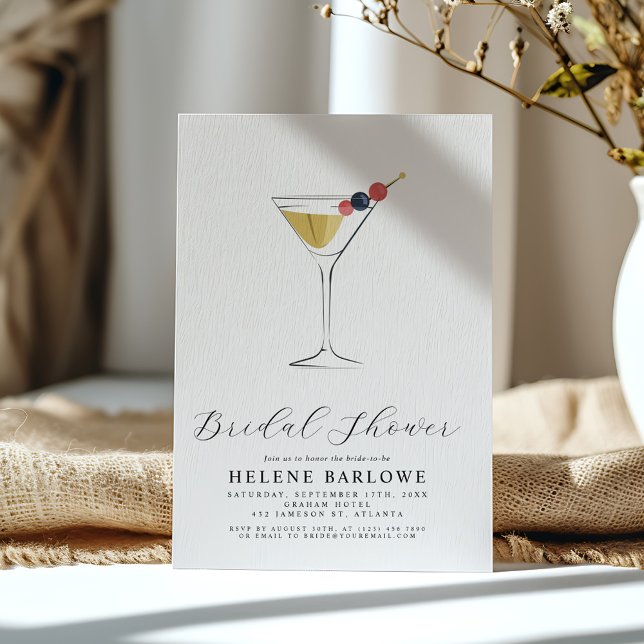 Martini Cocktail Modern Minimalist Bridal Shower Invitation (Martini Cocktail Modern Minimalist Bridal Shower Invitation)