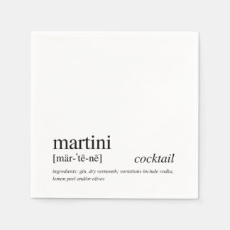 Martini Cocktail Modern Quote Black Typography Napkin