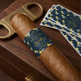 Martini Cocktail Navy Blue Birthday Party Cigar 