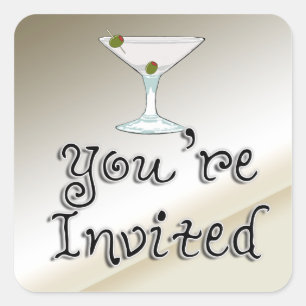 Martini Cocktail Party Invitation envelope seal