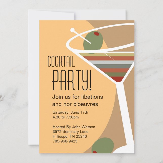 Martini Cocktail Party Invitations (Front)