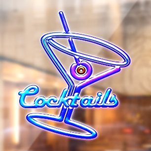 Martini cocktail retro neon sign vintage bar