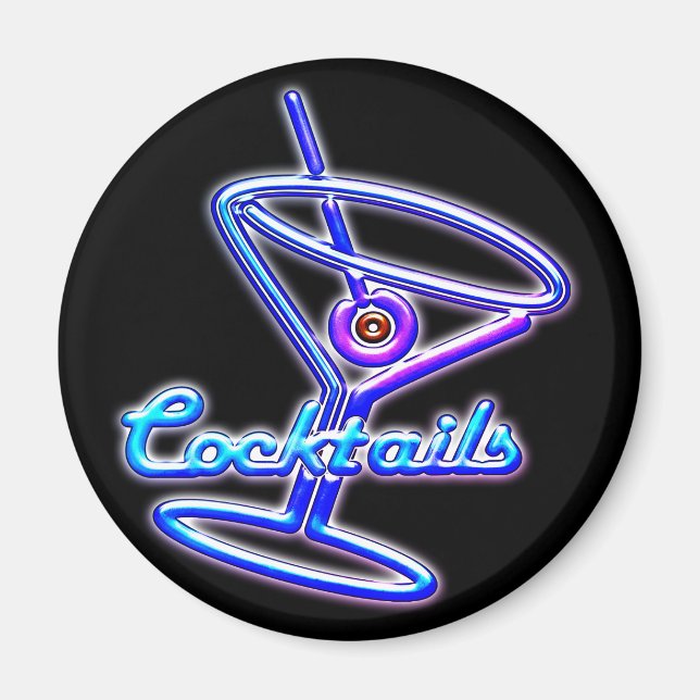 Martini cocktail retro neon sign vintage bar magnet (Front)