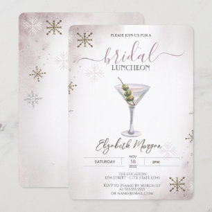 Martini,Cocktail, Snowflakes Bridal Luncheon Invitation