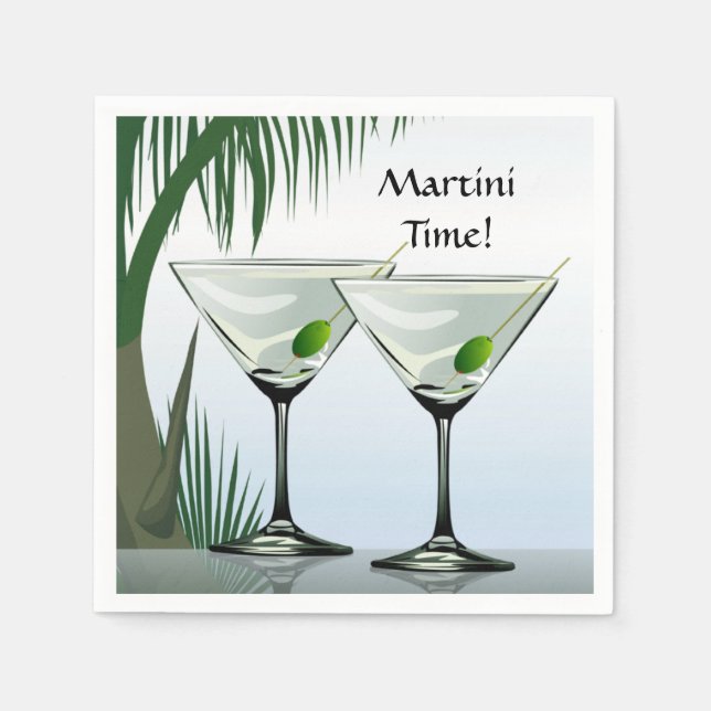Martini Cocktail Tropical Beach Party Napkin (Front)