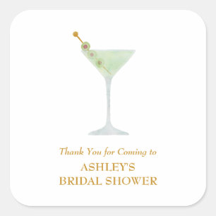 Martini Cocktail Wedding Favour Bridal Shower  Square Sticker
