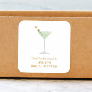 Martini Cocktail Wedding Favour Bridal Shower  Square Sticker