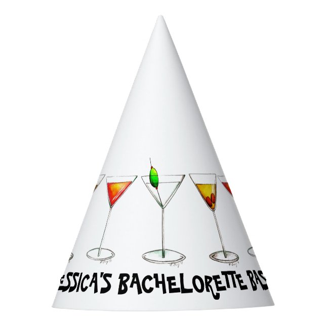 Martini Cosmo Cocktail Bachelorette Bash Party Party Hat (Front)
