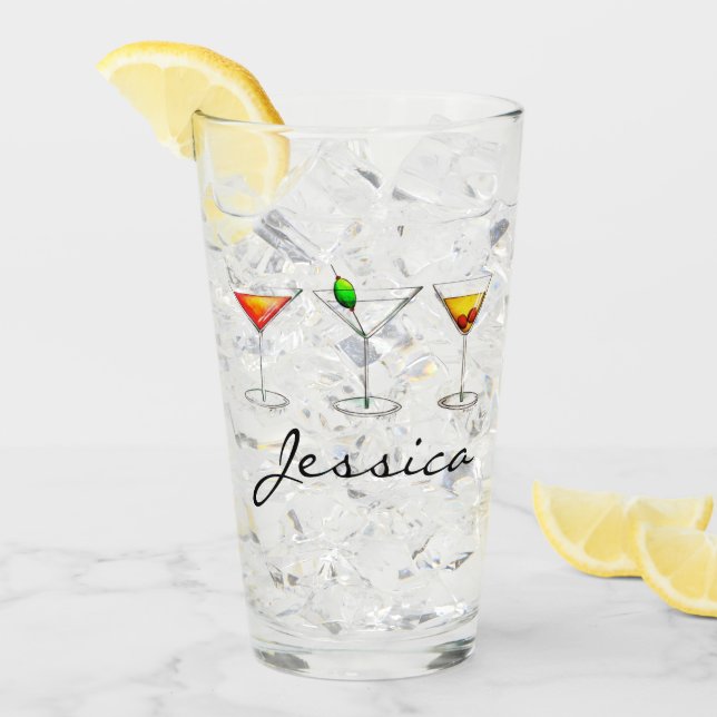 Martini Cosmo Manhattan Mixed Drink Cocktails Glass (Front Ice)