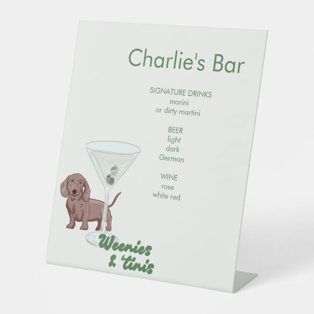 Martini & Dachshund Bar Pedestal Sign (Front)