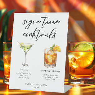 Martini Dark & Stormy Signature Cocktails Menu Pedestal Sign
