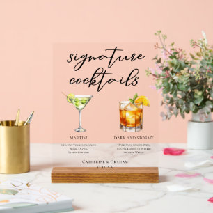 Martini Dark & Stormy Wedding Signature Cocktails Acrylic Sign