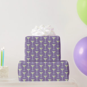 Martini Drinks On Purple Wrapping Paper