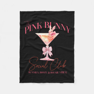 Martini Easter Pink Bunny Tail Social Club Happy E Fleece Blanket