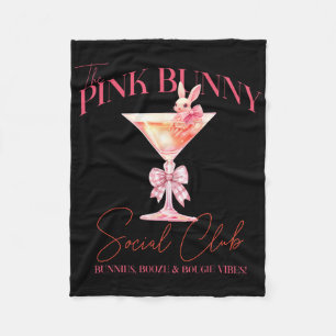 Martini Easter Pink Bunny Tail Social Club Happy E Fleece Blanket