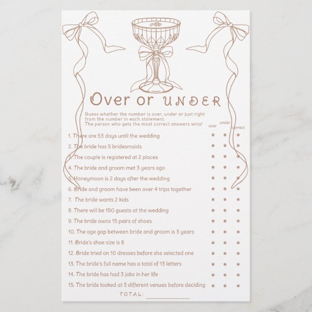 Martini espresso hand drawn Over or under game (Front)