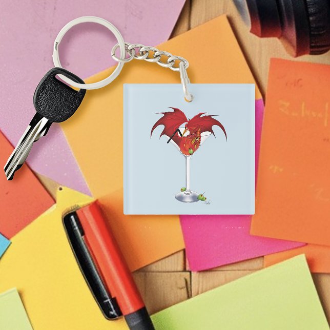 Martini Fantasy Red Dragon Business Logo Key Ring (Creator Uploaded)