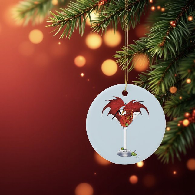 Martini Fantasy Red Dragon Ceramic Tree Decoration (Creator Uploaded)
