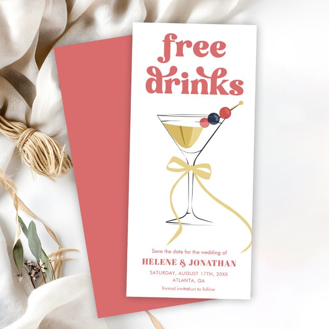 Martini Free Drinks Elegant Wedding Save The Date (Martini Free Drinks Elegant Wedding Save The Date)