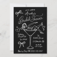 Martini Glass Bachelorette Party Invite Modern