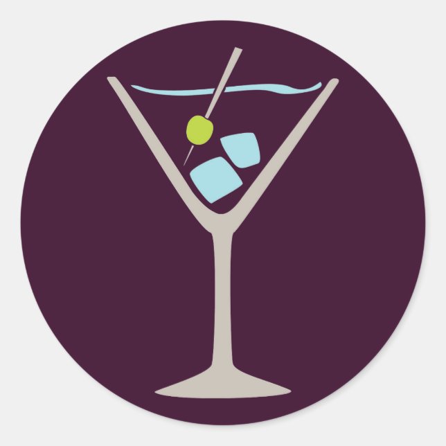 Martini Glass Classic Round Sticker (Front)