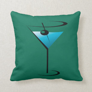 Martini Glass Cocktail Throw Pillow Home Decor