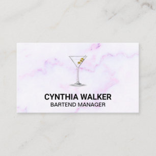 Martini Glass Colourful Marble Business Card