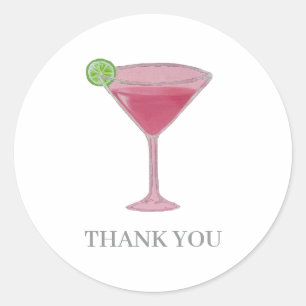 Martini Glass Cosmo Painting Thank You Classic Round Sticker