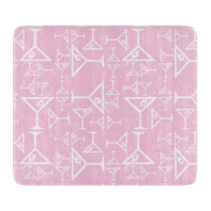 Martini Glass Design Retro Martinis Pattern Pink Cutting Board