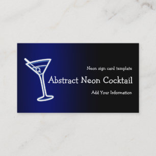 Martini Glass Neon Logo Business Card